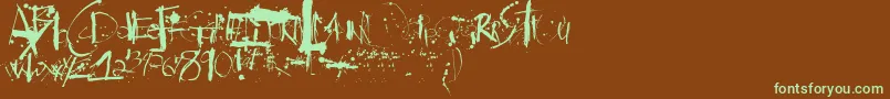 フォントSteadman – 緑色の文字が茶色の背景にあります。