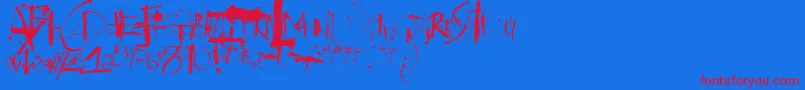 Steadman-Schriftart – Rote Schriften auf blauem Hintergrund