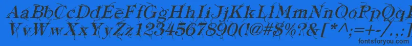 Czcionka TypographyTiesItalic – czarne czcionki na niebieskim tle