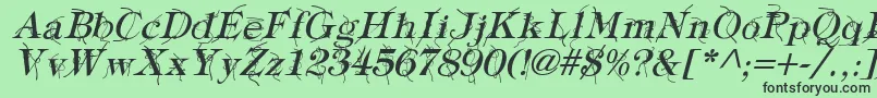 Fonte TypographyTiesItalic – fontes pretas em um fundo verde