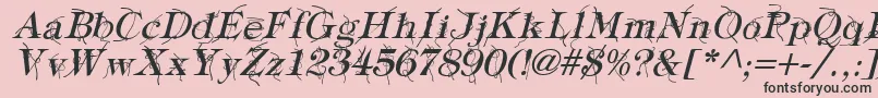 Fonte TypographyTiesItalic – fontes pretas em um fundo rosa