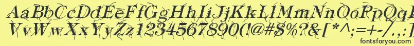 TypographyTiesItalic-fontti – mustat fontit keltaisella taustalla