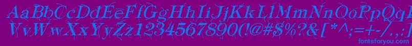 Czcionka TypographyTiesItalic – niebieskie czcionki na fioletowym tle