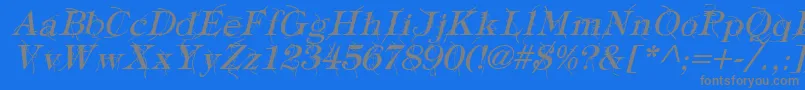 TypographyTiesItalic-Schriftart – Graue Schriften auf blauem Hintergrund