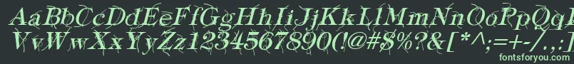 TypographyTiesItalic-fontti – vihreät fontit mustalla taustalla