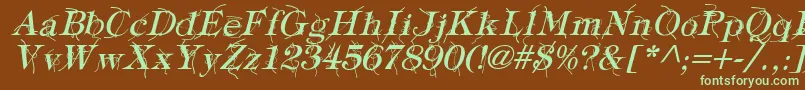 Czcionka TypographyTiesItalic – zielone czcionki na brązowym tle