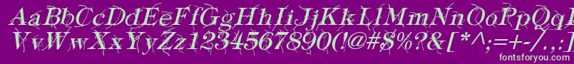 Шрифт TypographyTiesItalic – зелёные шрифты на фиолетовом фоне