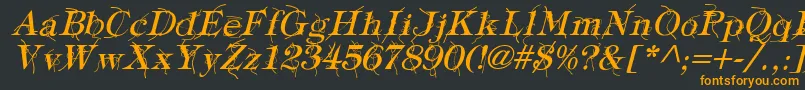 TypographyTiesItalic-fontti – oranssit fontit mustalla taustalla