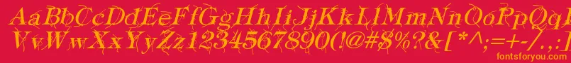 Czcionka TypographyTiesItalic – pomarańczowe czcionki na czerwonym tle