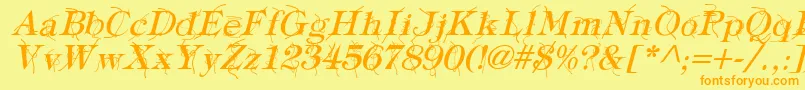 Czcionka TypographyTiesItalic – pomarańczowe czcionki na żółtym tle