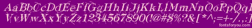 TypographyTiesItalic-fontti – vaaleanpunaiset fontit violetilla taustalla