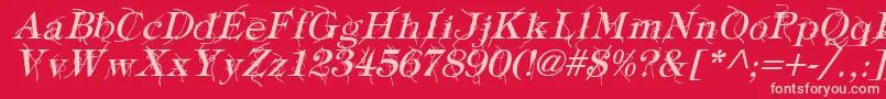 TypographyTiesItalic-fontti – vaaleanpunaiset fontit punaisella taustalla