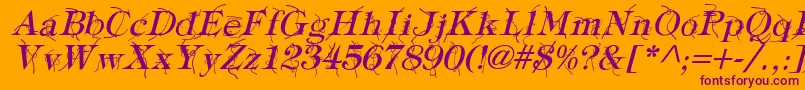 fuente TypographyTiesItalic – Fuentes Moradas Sobre Fondo Naranja