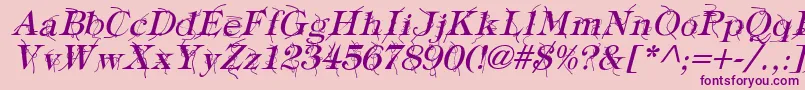 TypographyTiesItalic-Schriftart – Violette Schriften auf rosa Hintergrund