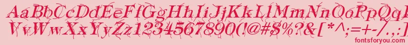 TypographyTiesItalic-Schriftart – Rote Schriften auf rosa Hintergrund