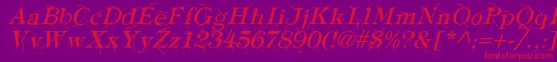 TypographyTiesItalic-Schriftart – Rote Schriften auf violettem Hintergrund