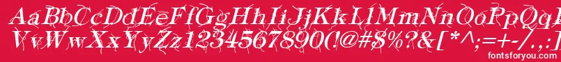 TypographyTiesItalic-fontti – valkoiset fontit punaisella taustalla