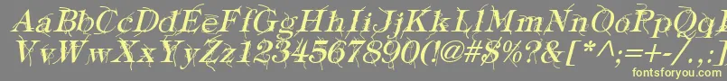 TypographyTiesItalic-fontti – keltaiset fontit harmaalla taustalla