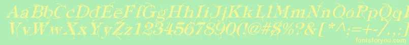 Шрифт TypographyTiesItalic – жёлтые шрифты на зелёном фоне