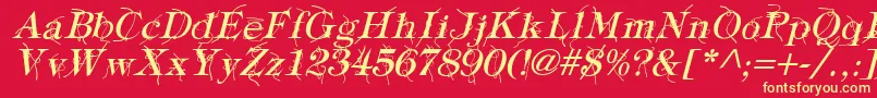 Fonte TypographyTiesItalic – fontes amarelas em um fundo vermelho