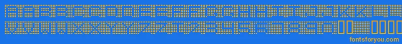7inchRounded-Schriftart – Orangefarbene Schriften auf blauem Hintergrund