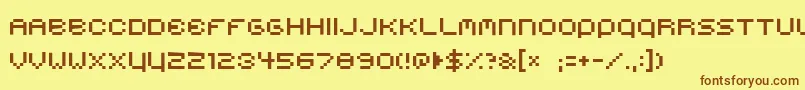 Weitere Informationen zur Belmongo-Schriftart Belmongo-Schriftart – Braune Schriften auf gelbem Hintergrund