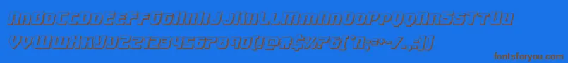 Speedwagon3Dital-Schriftart – Braune Schriften auf blauem Hintergrund