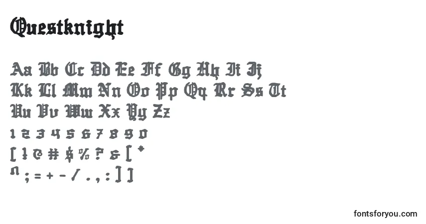 Schriftart Questknight – Alphabet, Zahlen, spezielle Symbole