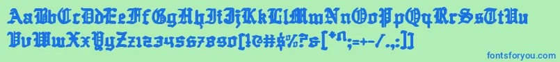 フォントQuestknight – 青い文字は緑の背景です。