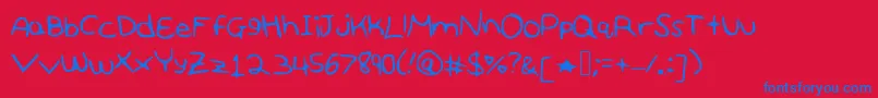 フォント100love – 赤い背景に青い文字