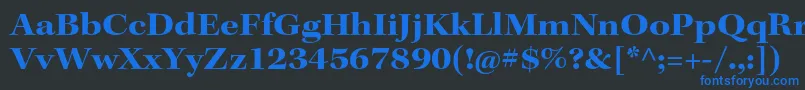 フォントKeplerstdBoldextsubh – 黒い背景に青い文字