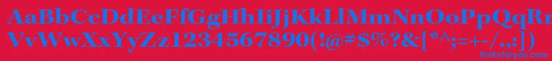 KeplerstdBoldextsubh-Schriftart – Blaue Schriften auf rotem Hintergrund