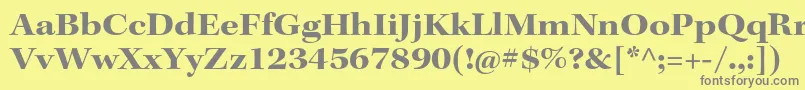 KeplerstdBoldextsubh-fontti – harmaat kirjasimet keltaisella taustalla