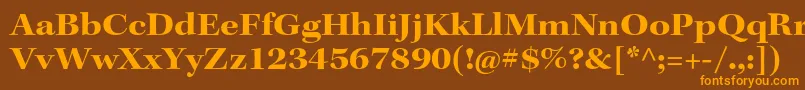フォントKeplerstdBoldextsubh – オレンジ色の文字が茶色の背景にあります。