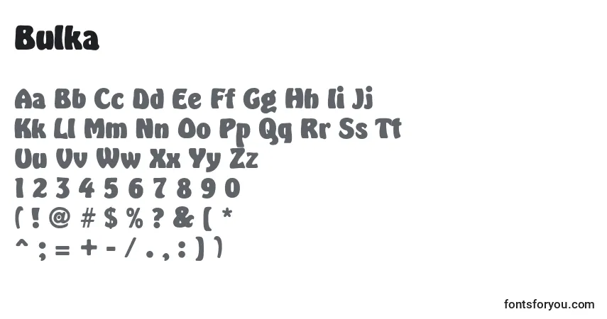 Bulka-fontti – aakkoset, numerot, erikoismerkit