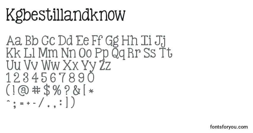 Schriftart Kgbestillandknow – Alphabet, Zahlen, spezielle Symbole