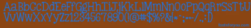 Kgbestillandknow-Schriftart – Blaue Schriften auf braunem Hintergrund