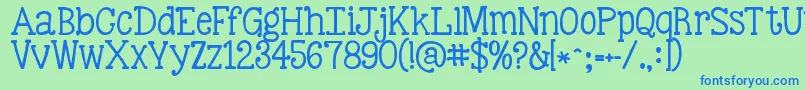 Kgbestillandknow-Schriftart – Blaue Schriften auf grünem Hintergrund