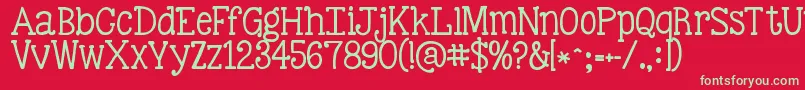 フォントKgbestillandknow – 赤い背景に緑の文字