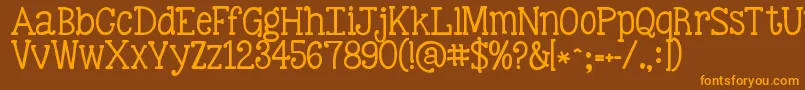 Kgbestillandknow-Schriftart – Orangefarbene Schriften auf braunem Hintergrund