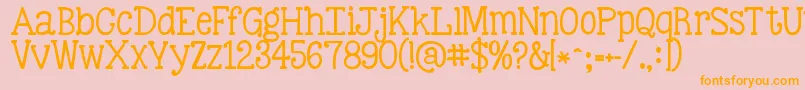 フォントKgbestillandknow – オレンジの文字がピンクの背景にあります。