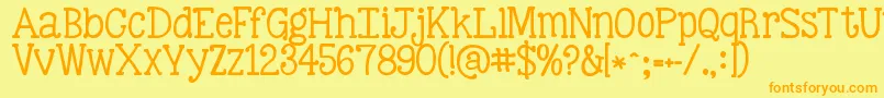 Kgbestillandknow-Schriftart – Orangefarbene Schriften auf gelbem Hintergrund