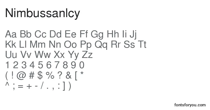 Czcionka Nimbussanlcy – alfabet, cyfry, specjalne znaki