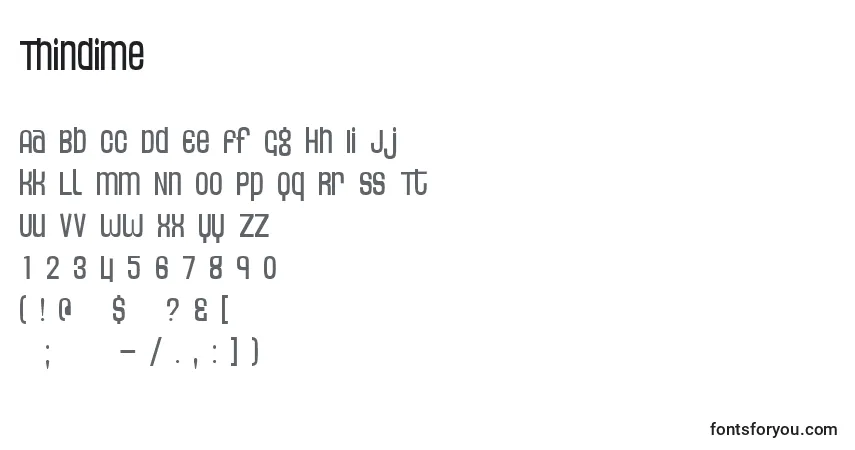 Шрифт Thindime – алфавит, цифры, специальные символы