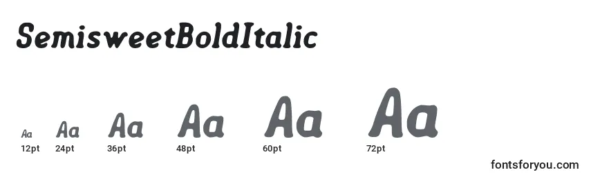 Tamanhos de fonte SemisweetBoldItalic