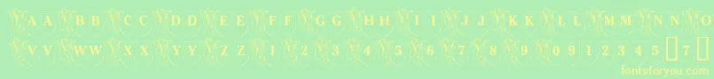 フォントLmsFamilyShield – 黄色の文字が緑の背景にあります