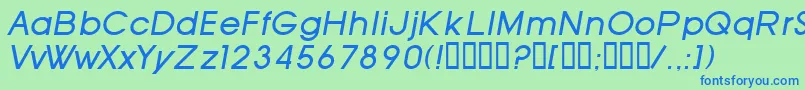 SfOldRepublicItalic-fontti – siniset fontit vihreällä taustalla