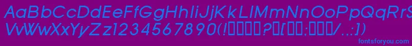 Fonte SfOldRepublicItalic – fontes azuis em um fundo violeta