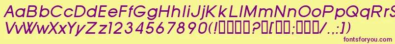 SfOldRepublicItalic-fontti – violetit fontit keltaisella taustalla