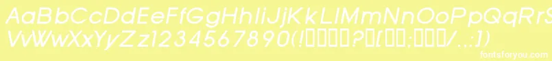 SfOldRepublicItalic-fontti – valkoiset fontit keltaisella taustalla